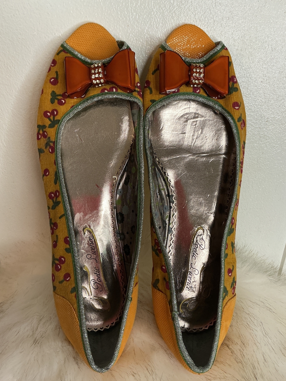 Poetic License Floral Bow Flats in Yellow & Orange US 10
